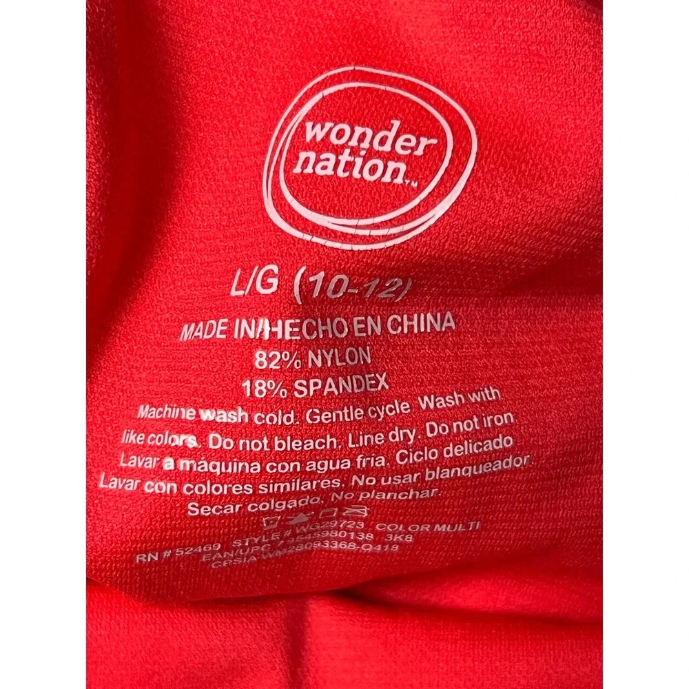 Wonder Nation Girls Beach Vibes Striped One Piece Swimsuit Multi Color Sz 10-12